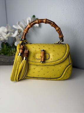 Gucci Ostrich 1947 New Bamboo Bag